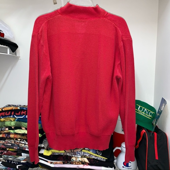 Vintage 80s Abercrombie & Fitch Sweater Mens V Neck Button Up Red Large - Picture 4 of 6